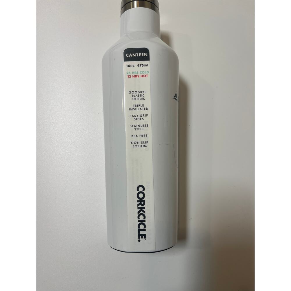 Corkcicle White 16 oz Double Steel Insulated bottle with Delta Logo
